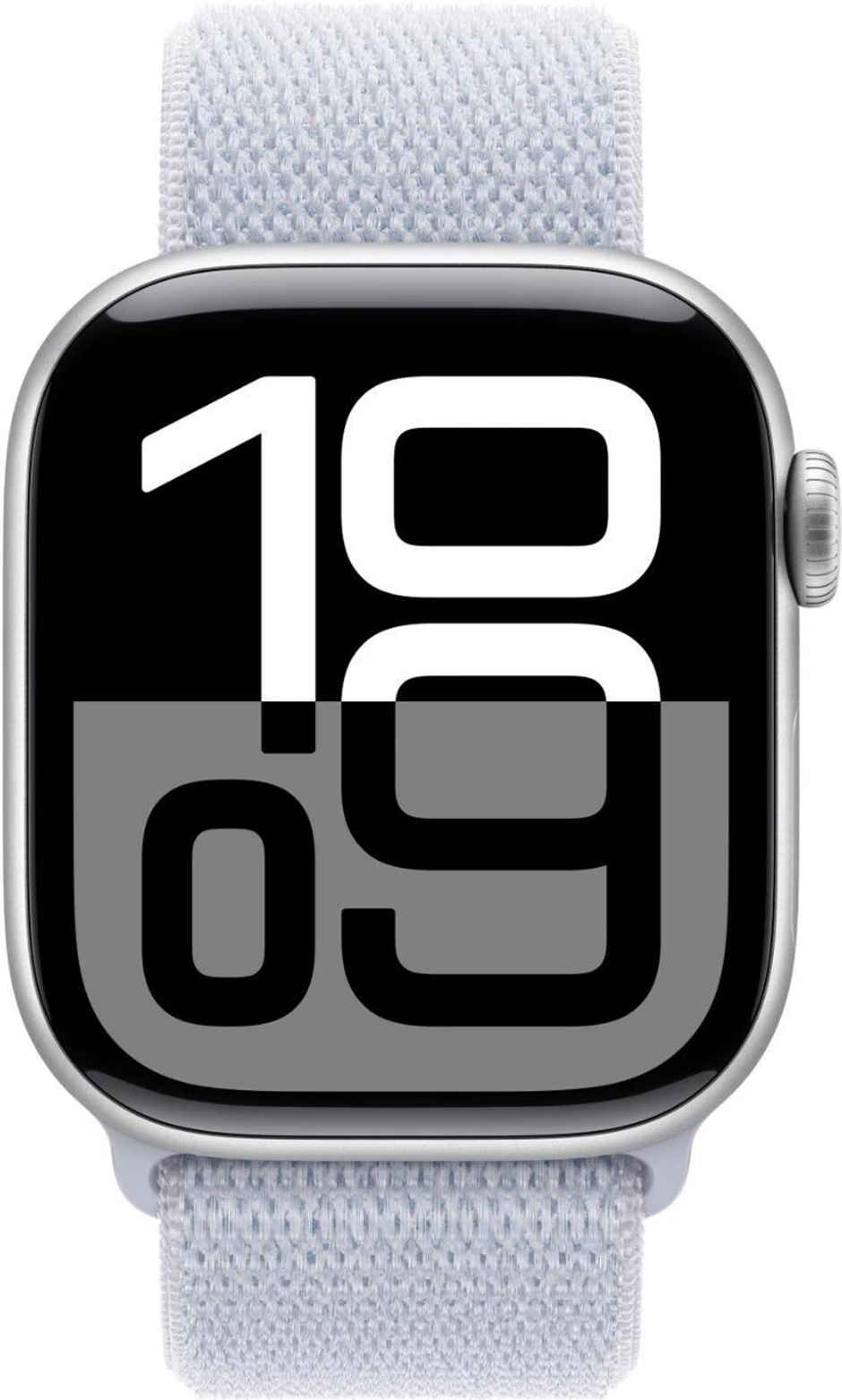 Apple Watch Series 10 GPS + Cellular 46mm Silver Aluminium Case with Blue Cloud Sport Loop