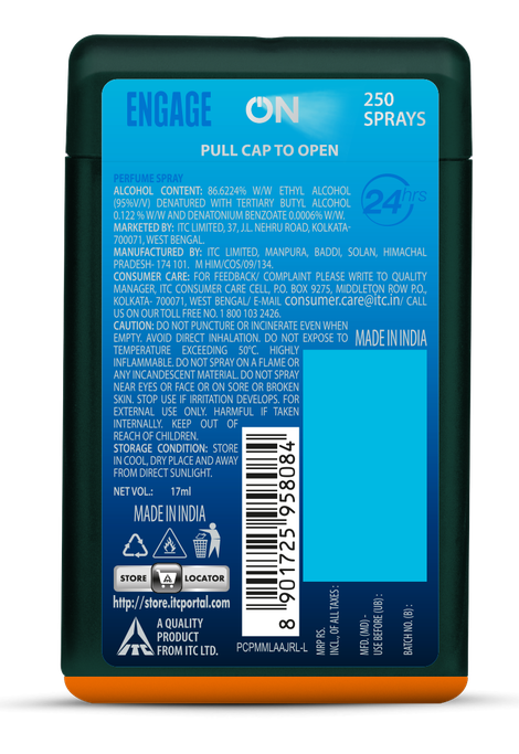 Engage ON Cool Marine Pocket Perfume For Men, Citrus & Fresh Fragrance