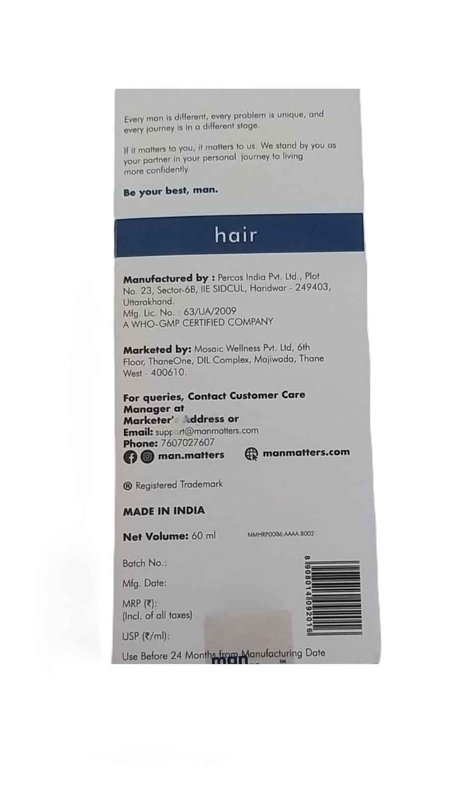 Man Matters Minoxidil 5% Growmax Topical Solution | For stage 2 hairfall