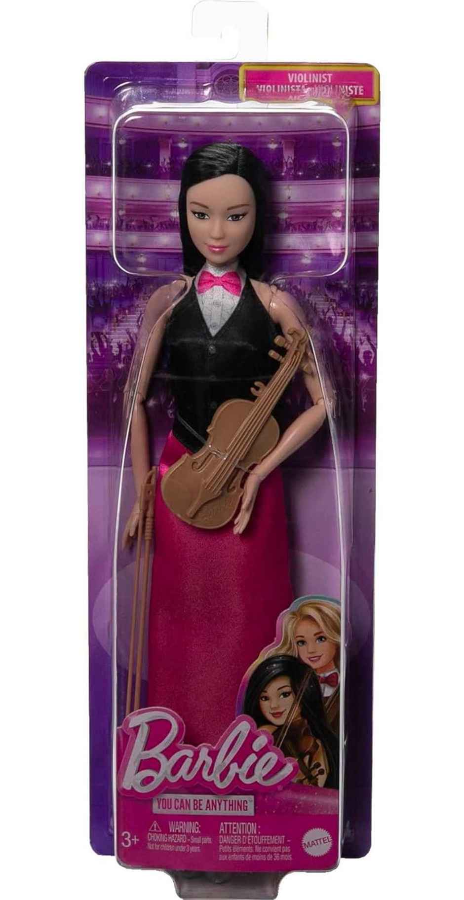 Mattel Barbie Doll & Accessories, Career Violinist Musician Doll with Violin and Bow
