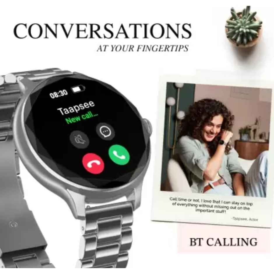 Noise Grace Women's Collection 1.1 AMOLED Display with Diamond Cut Metal Dial - Metal Silver