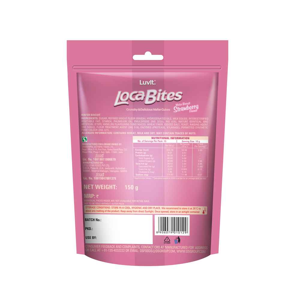 Luvit Loca Bites Strawberry Wafer Cubes