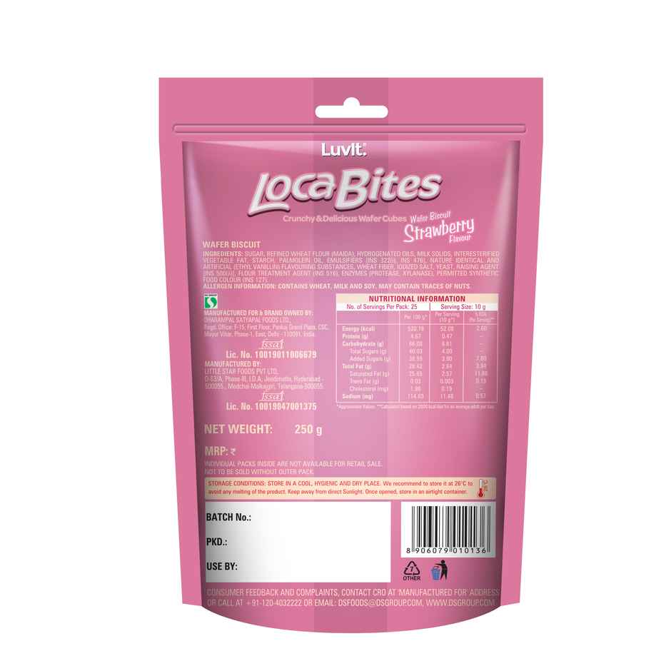 Luvit Loca Bites Strawberry Wafer Cubes