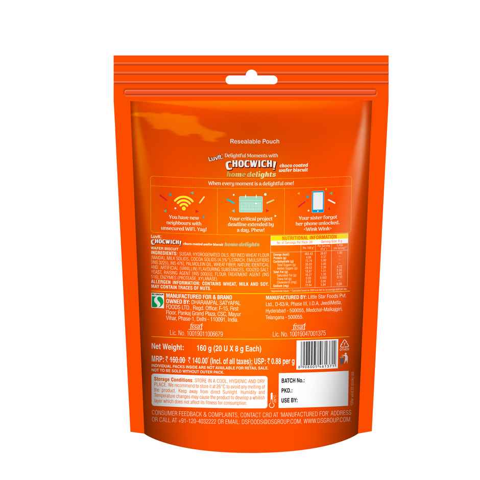 Luvit Chocwich Home Delights Chocolate Wafer Biscuits