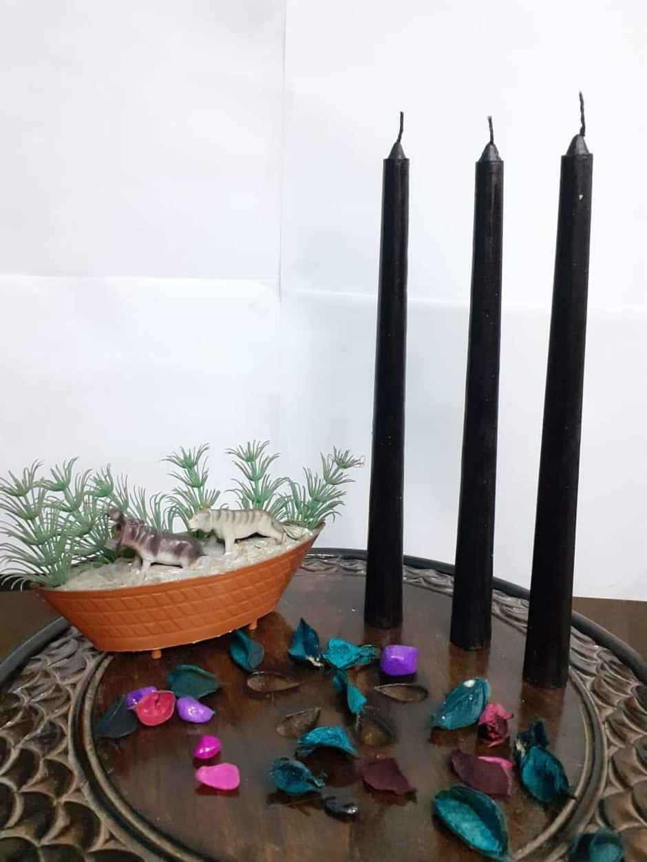 Taper Candles | Cinnamon Wood | Pack of 4 | Black | Pichai