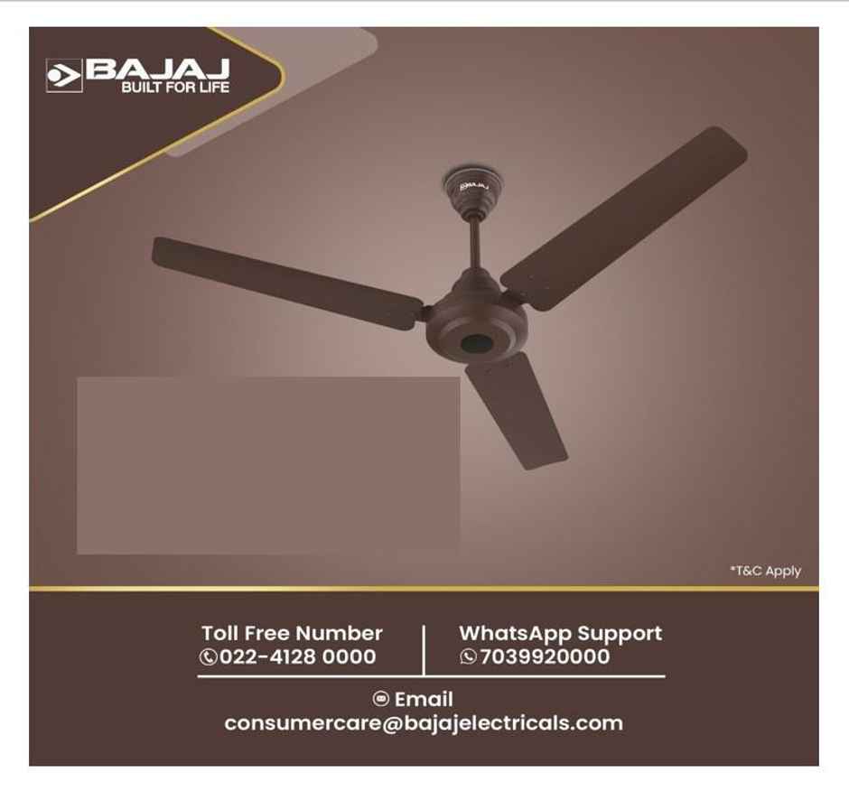 Bajaj Energos 12DC5R Silent BLDC Ceiling Fan, 1200mm, Remote Control, 5-Stars Rated, Red