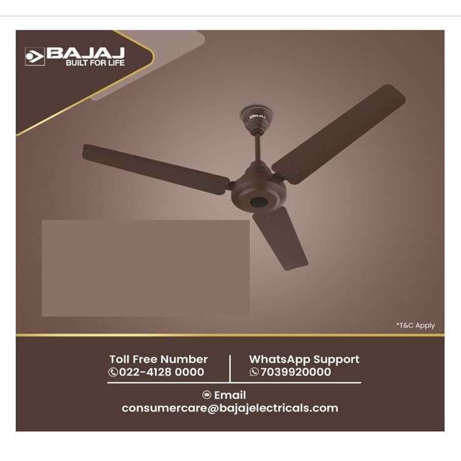 Bajaj Energos 12DC5R Silent BLDC Ceiling Fan, 1200mm, Remote Control, 5-Stars Rated, Red