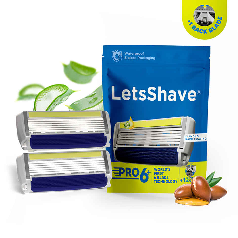 LetsShave Pro 6 Plus Shaving Blades for Men | World's First 6-blade with Precision back blade