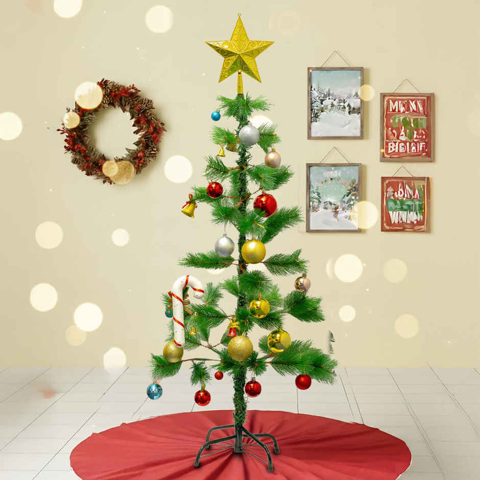 Artificial Pine Christmas Tree | 4 ft Tall | Ideal for Home, Office & Party Decor | Picfest