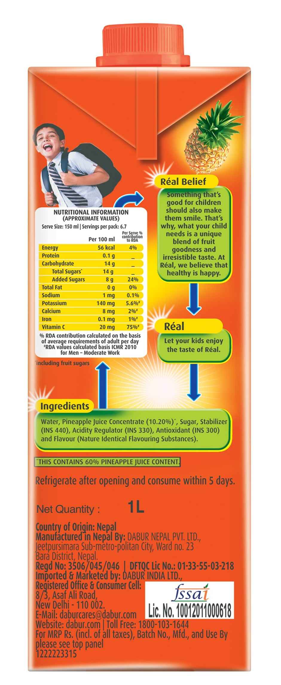 Dabur Real Fruit Power Pineapple Fruit Juice