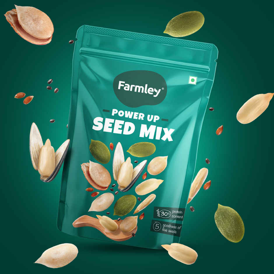 Farmley Seed Mix Superfood Rich In Protein- Pumpkin, Watermelon, Sunflower, Flax, Chia Seeds