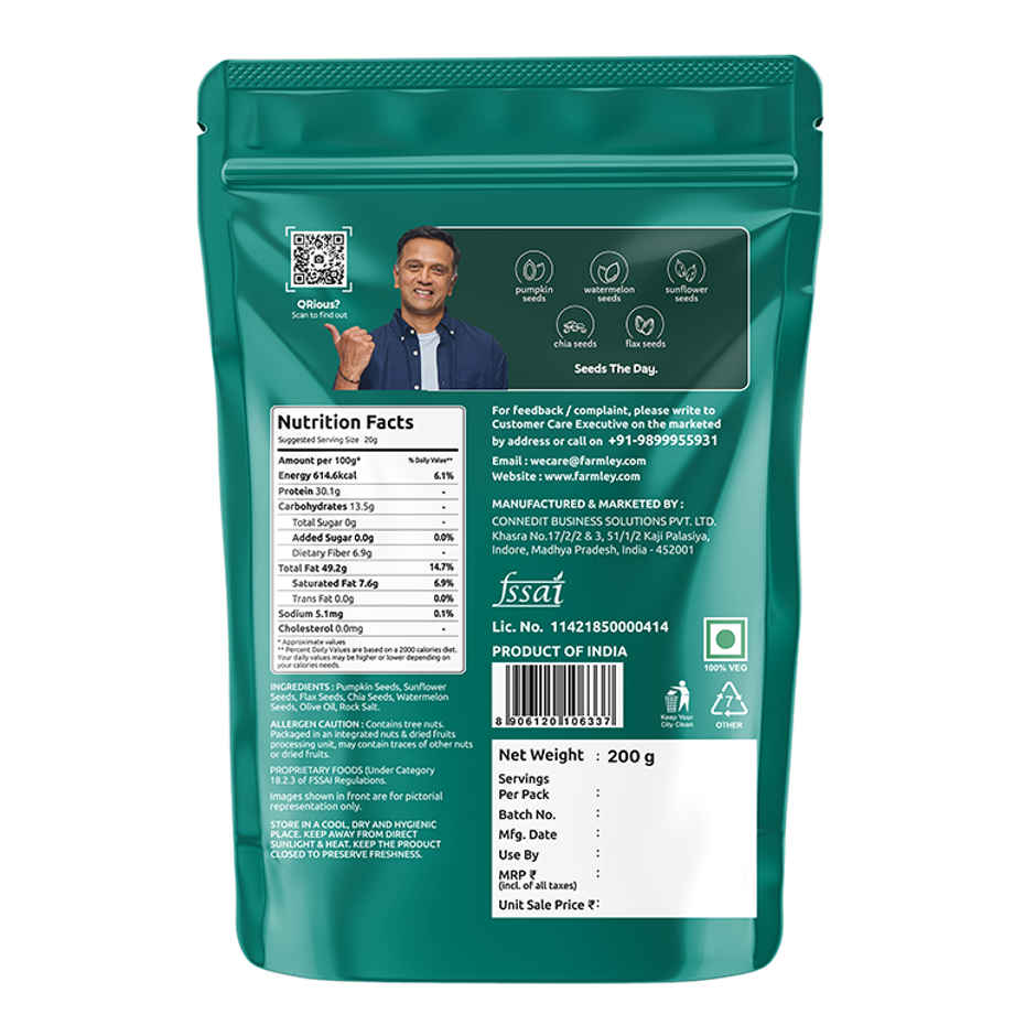 Farmley Seed Mix Superfood Rich In Protein- Pumpkin, Watermelon, Sunflower, Flax, Chia Seeds