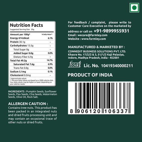 Farmley Seed Mix Superfood Rich In Protein- Pumpkin, Watermelon, Sunflower, Flax, Chia Seeds