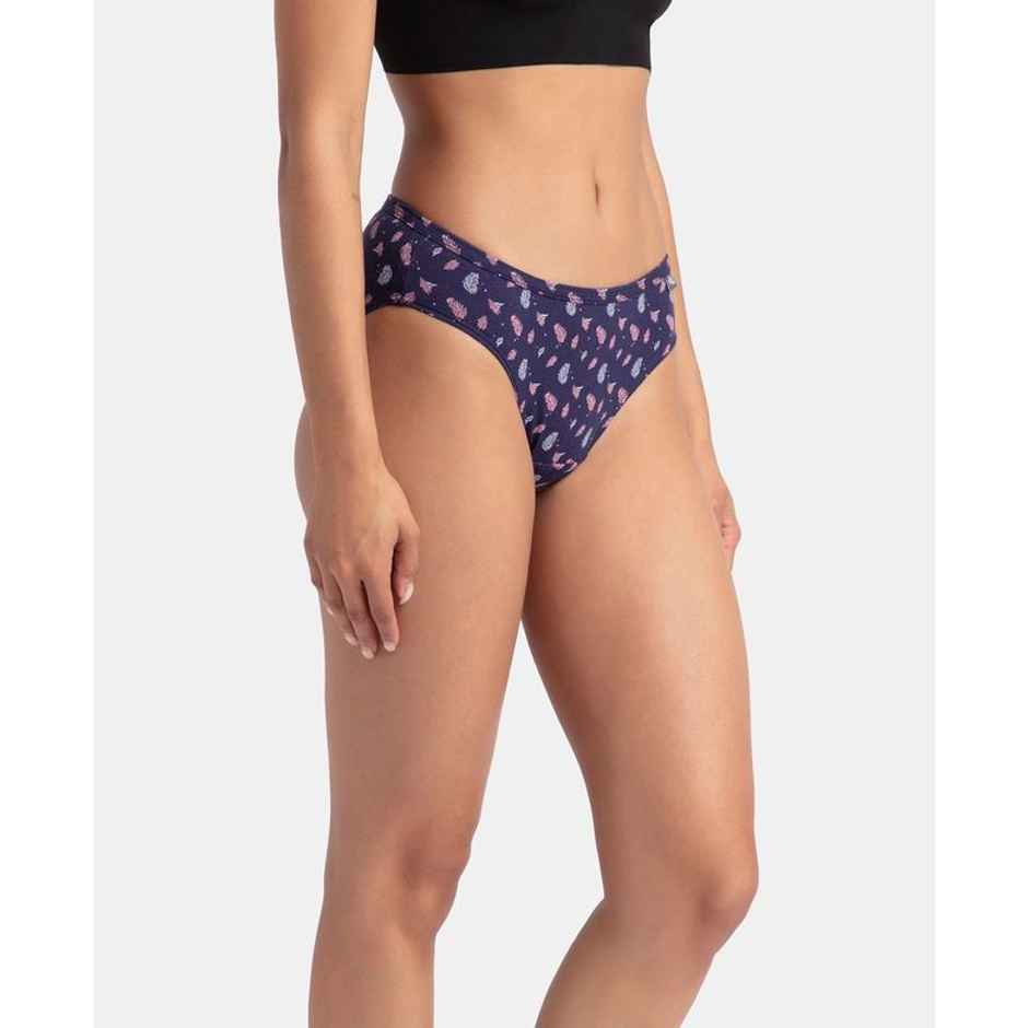 Jockey 1410 Women's Medium Coverage Super Combed Underwear Cotton Bikini (PO3, Assorted)