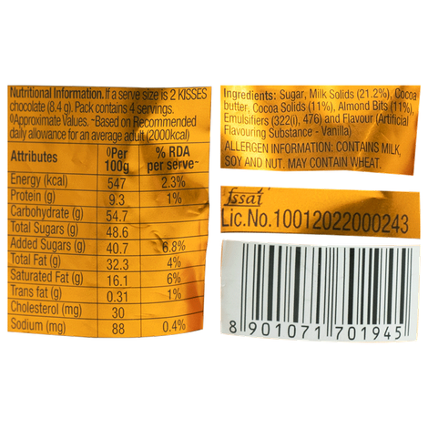 Hershey's Kisses With Almonds Chocolate Share Bag