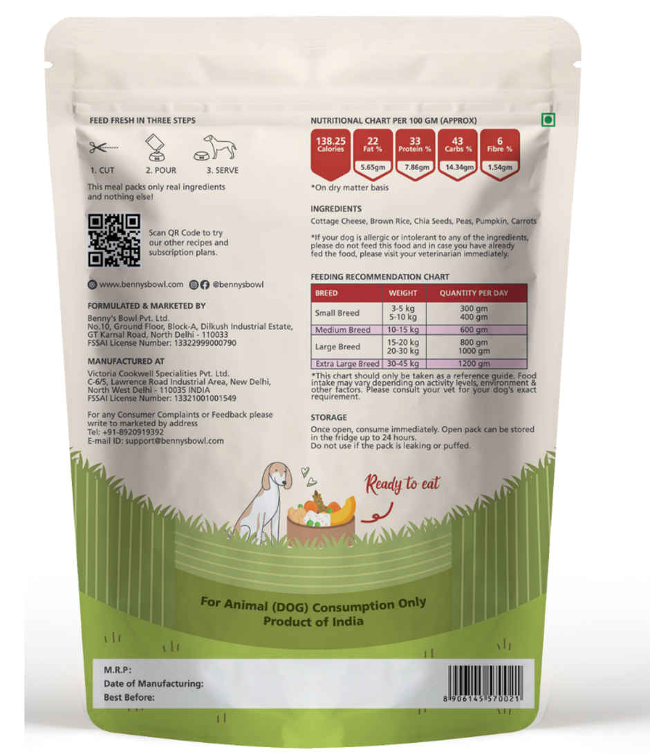 Bennys Bowl Fresh Wet Dog Food Paneer Brown Rice