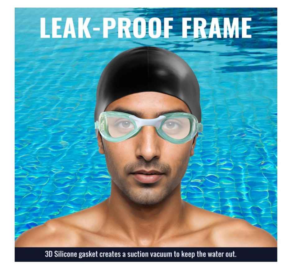 Slovic Adult Swimming Goggles - Basic Maca Green, Anti-Fog with Adjustable Strap