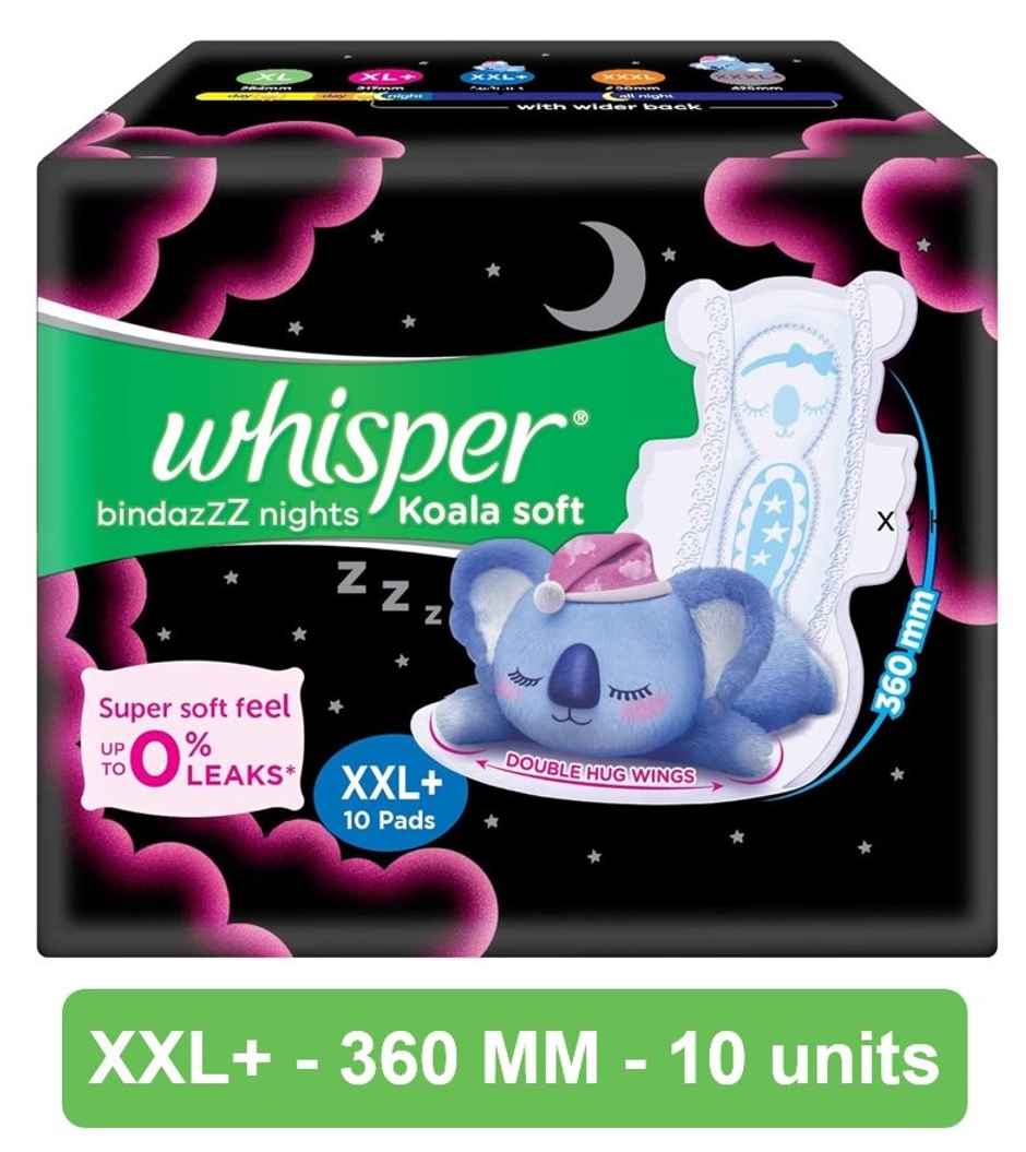 Whisper Bindazzz Nights Koala Sanitary Pads - XXL+