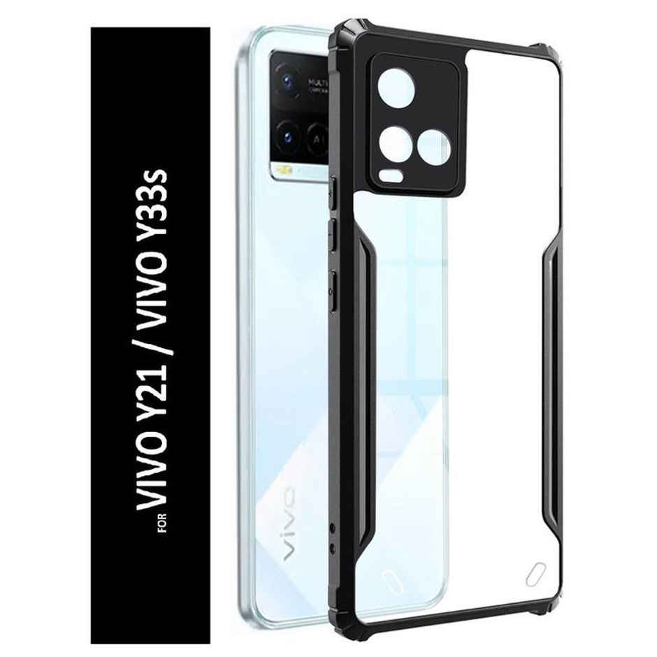 Kwine Case Vivo Y21 / Y33S Back Cover - Black Bordered Transparent Case