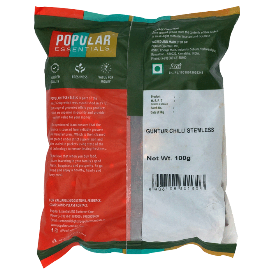 Popular Essentials Guntur Chilli Stemless