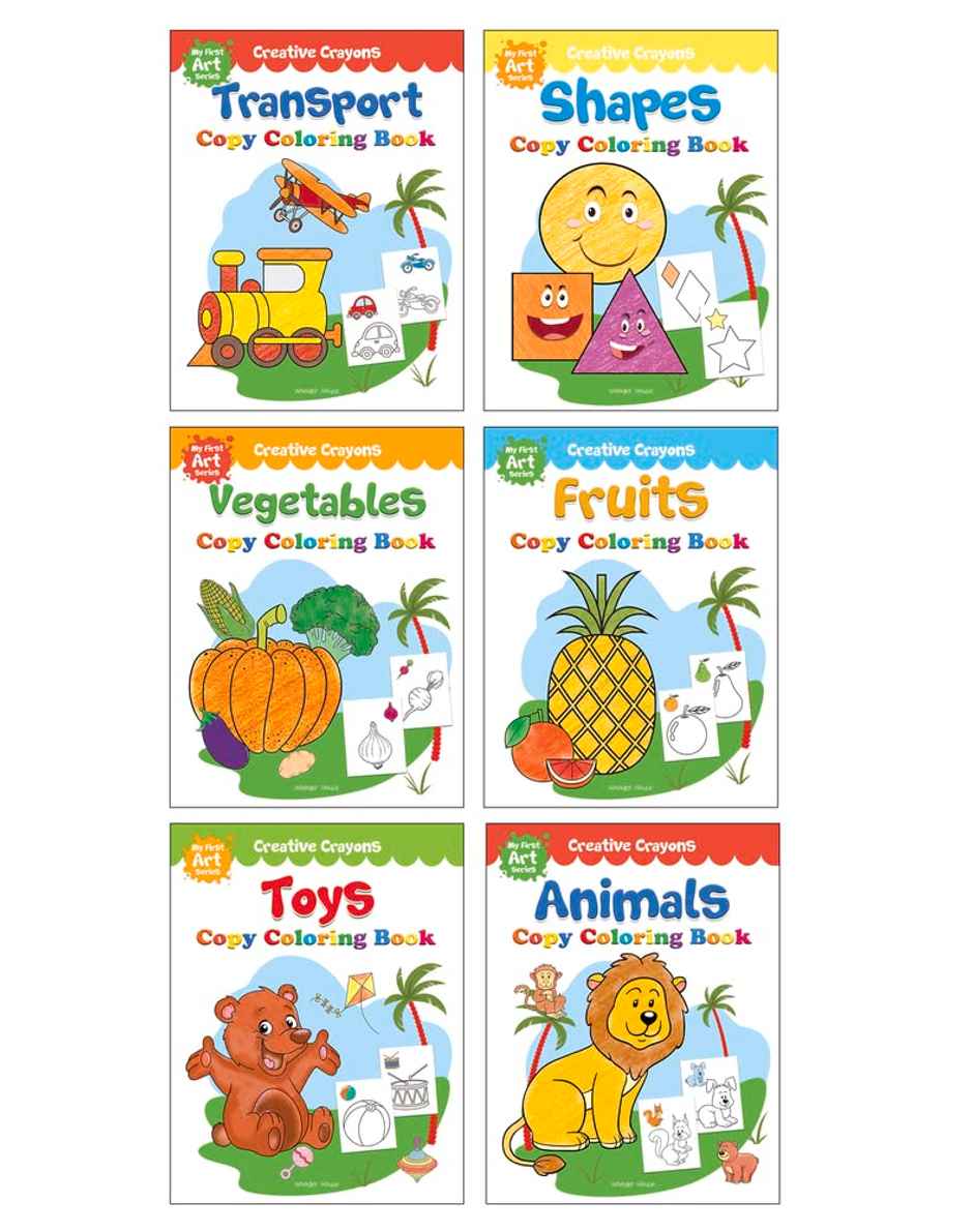 Colouring Books Super Boxset Pack of 6 Crayon Copy Colour Books for Kids