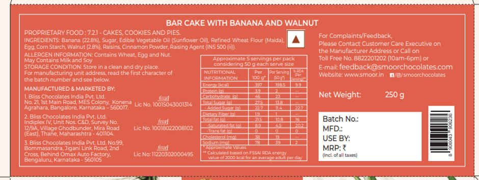 Smoor Bakeshop Banana Walnut Tea Cake