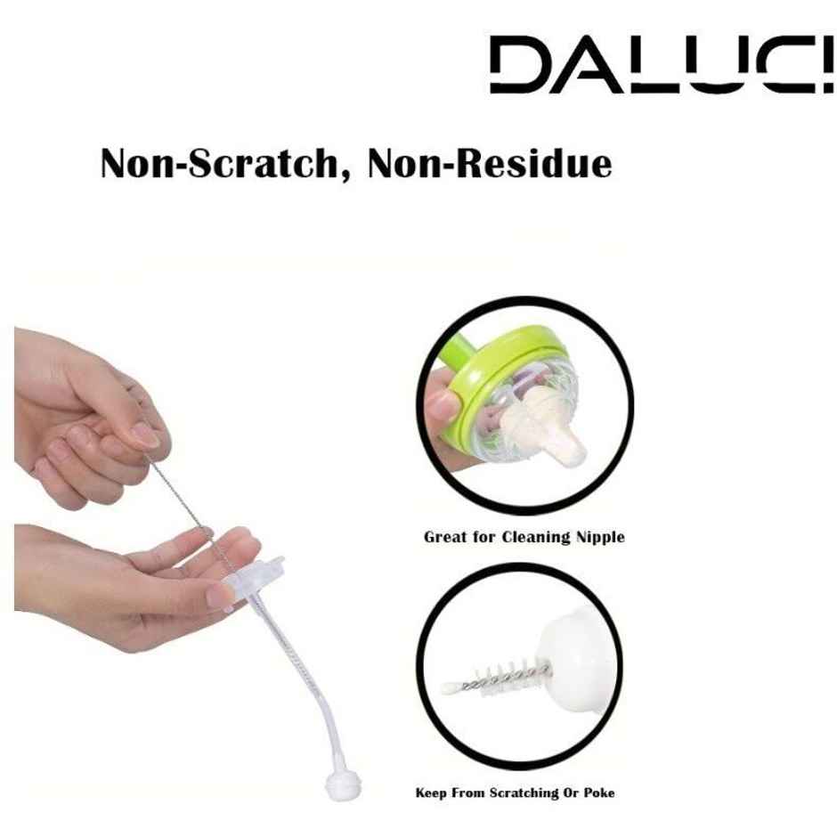 Daluci Baby Milk Bottle Nipple and Straw Brush with Sponge For Easy Cleaning