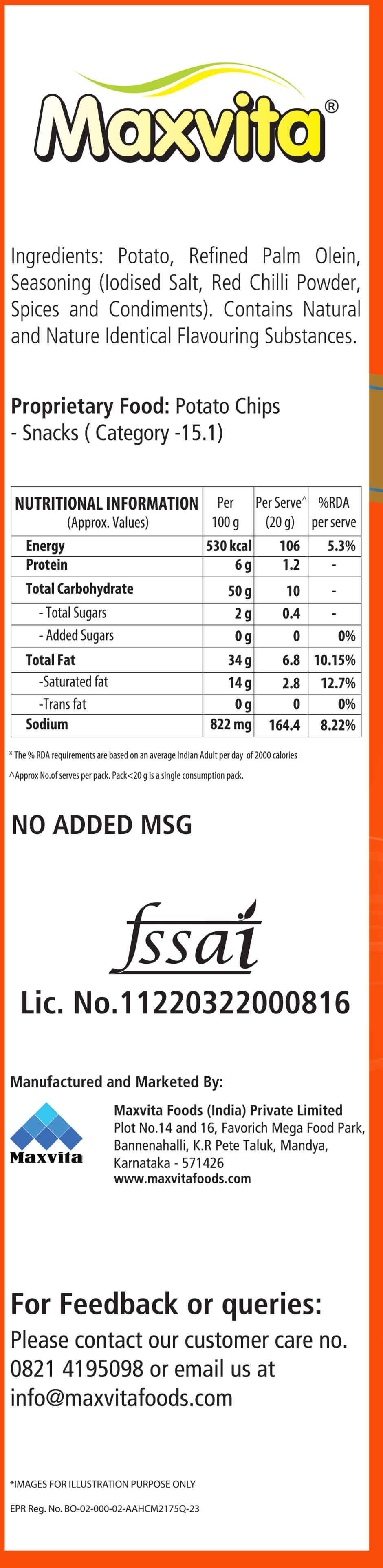 Maxvita Potato Chips Party Packs Chilli Sprinkled