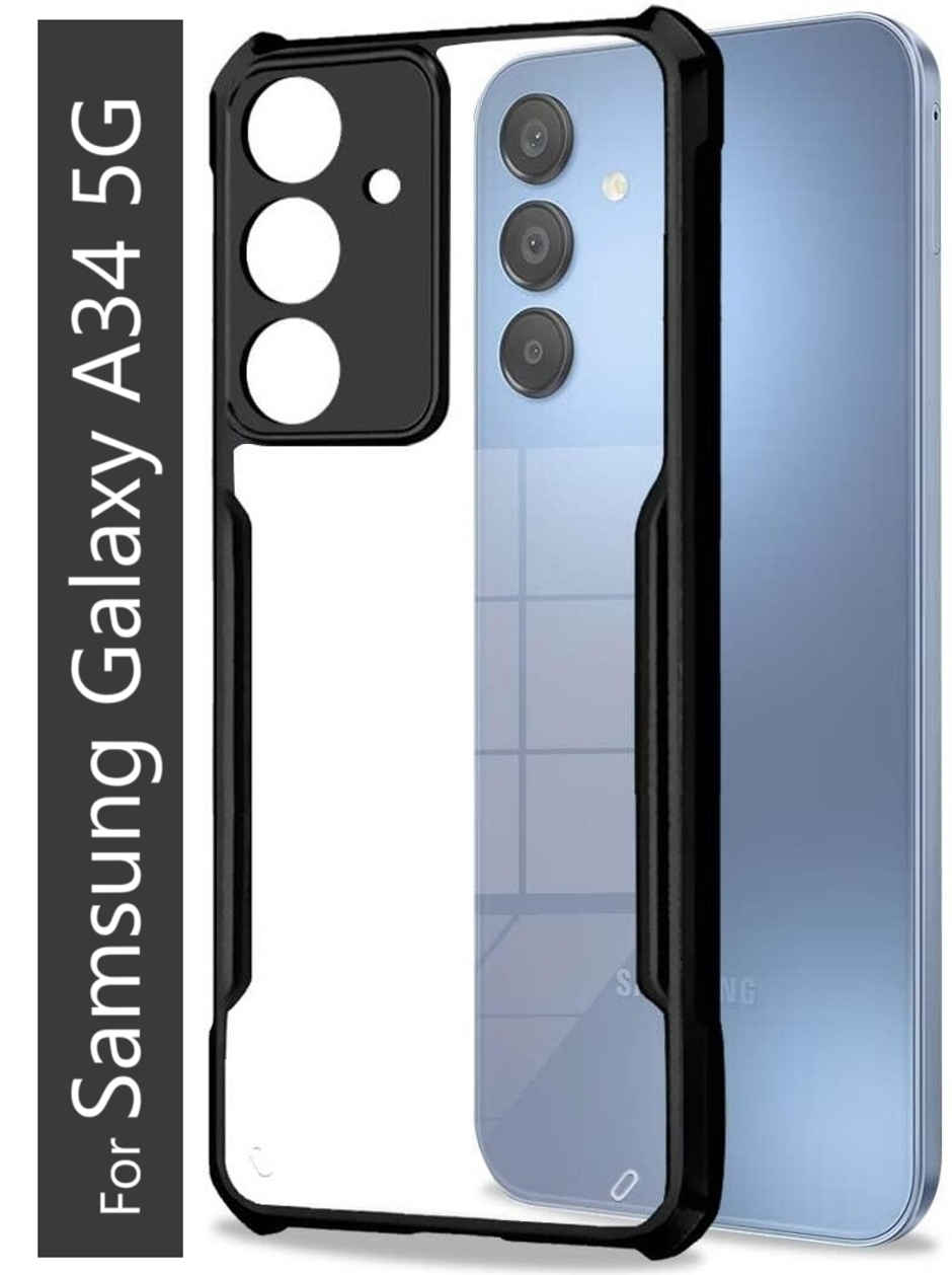 Kwine Case Samsung Galaxy A34 Back Cover - Black Bordered Transparent Case