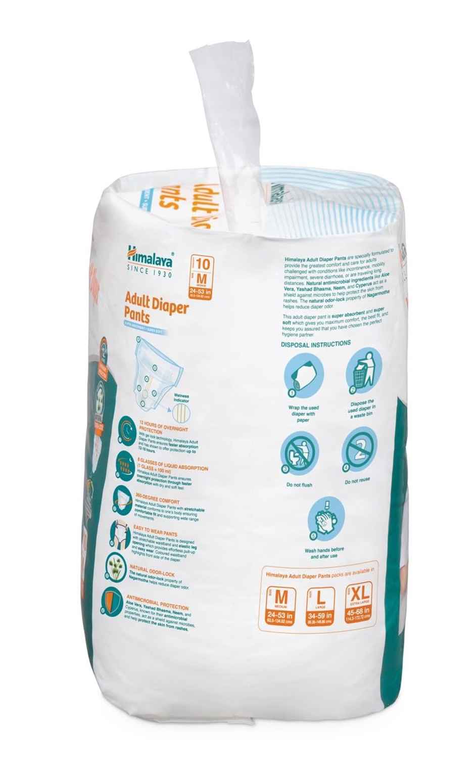 Himalaya Adult Diapers Pants Medium 10'S (M) Indi