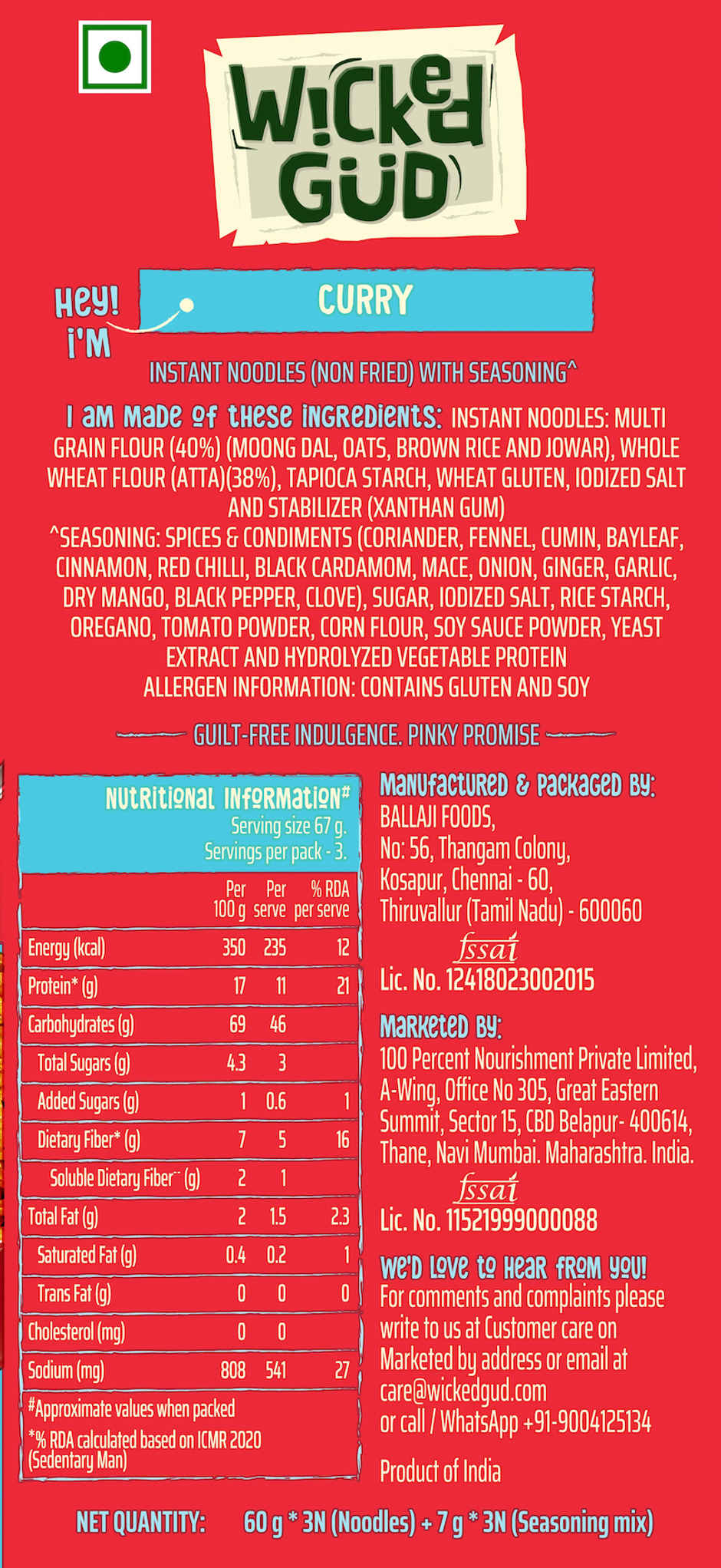 Wickedgud Curry Instant Noodles