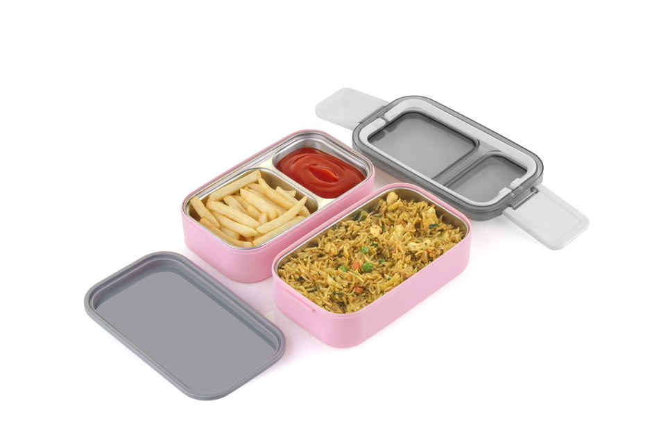 2Mech Stainless Steel Premium Quality 2 layer Lunchbox | Pink