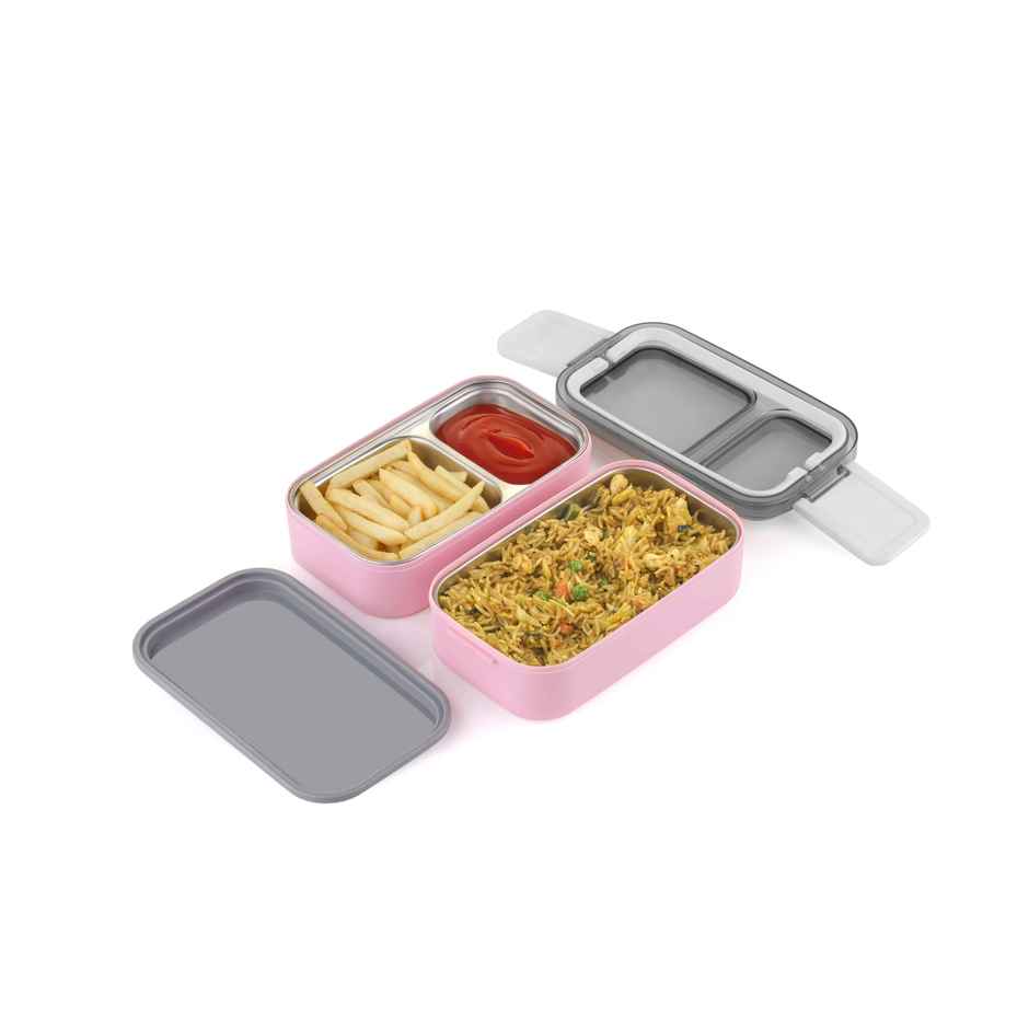 2Mech Stainless Steel Premium Quality 2 layer Lunchbox | Pink