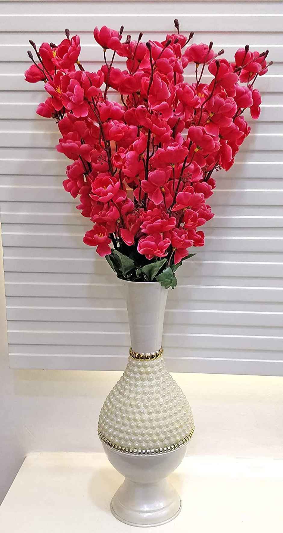 Well Art Galley Artificial Flowers For Home Decoration Cherry Blossom- Dark Pink, 7 Branches