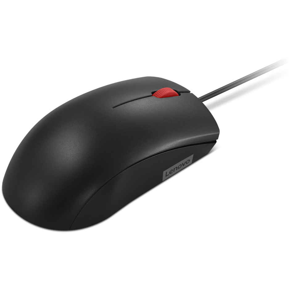 Lenovo 120 Wired Plug & Play USB Mouse, High Resolution 1600 DPI Optical Sensor, 3-Button Design with clickable Scroll Wheel, Ambidextrous, Ergonomic Mouse for Comfortable All-Day Grip (GY51L52636)