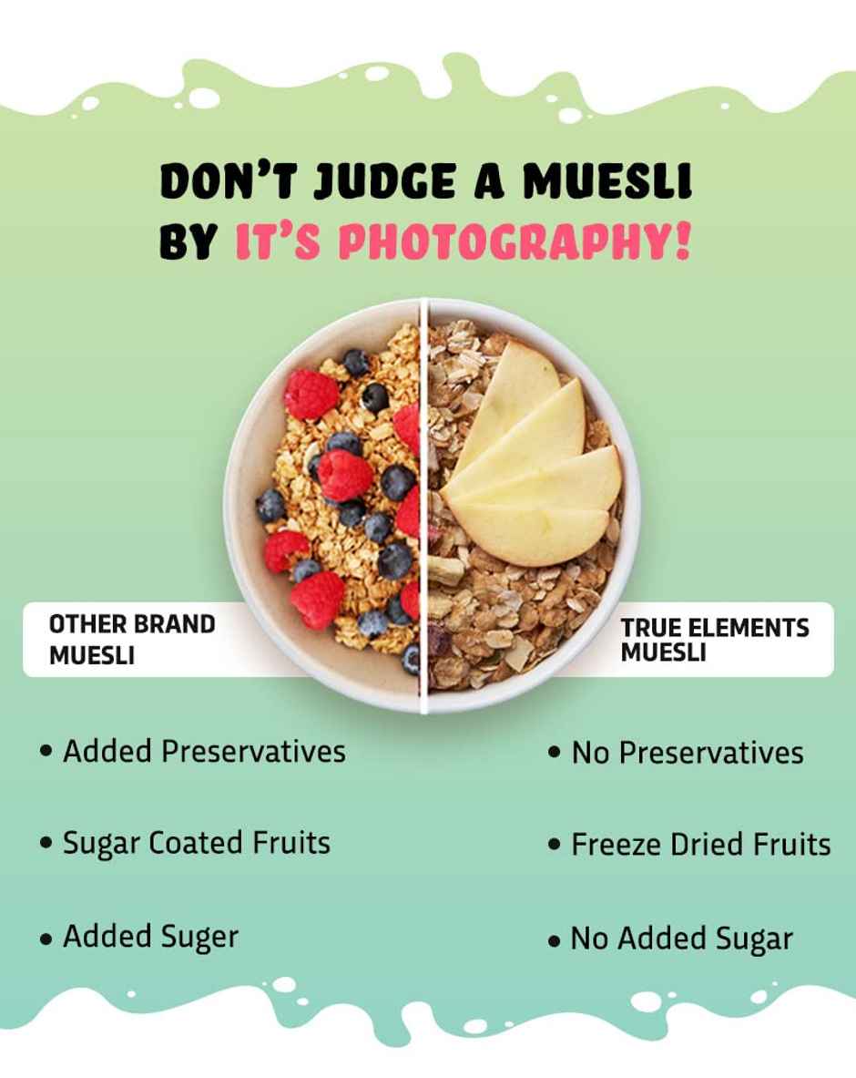 True Elements No Added Sugar Muesli Fruit & Nut Muesli - Rich In Protein & Fibre