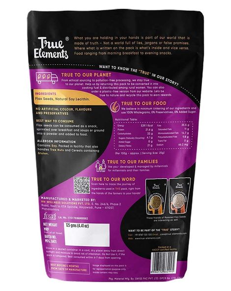 True Elements Flax Seeds Roasted
