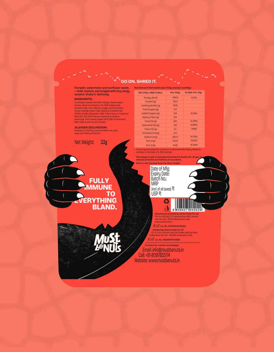 Must Be Nuts No Chill Lime Chilli Seed Mix | 11g Protein + Iron & Zinc