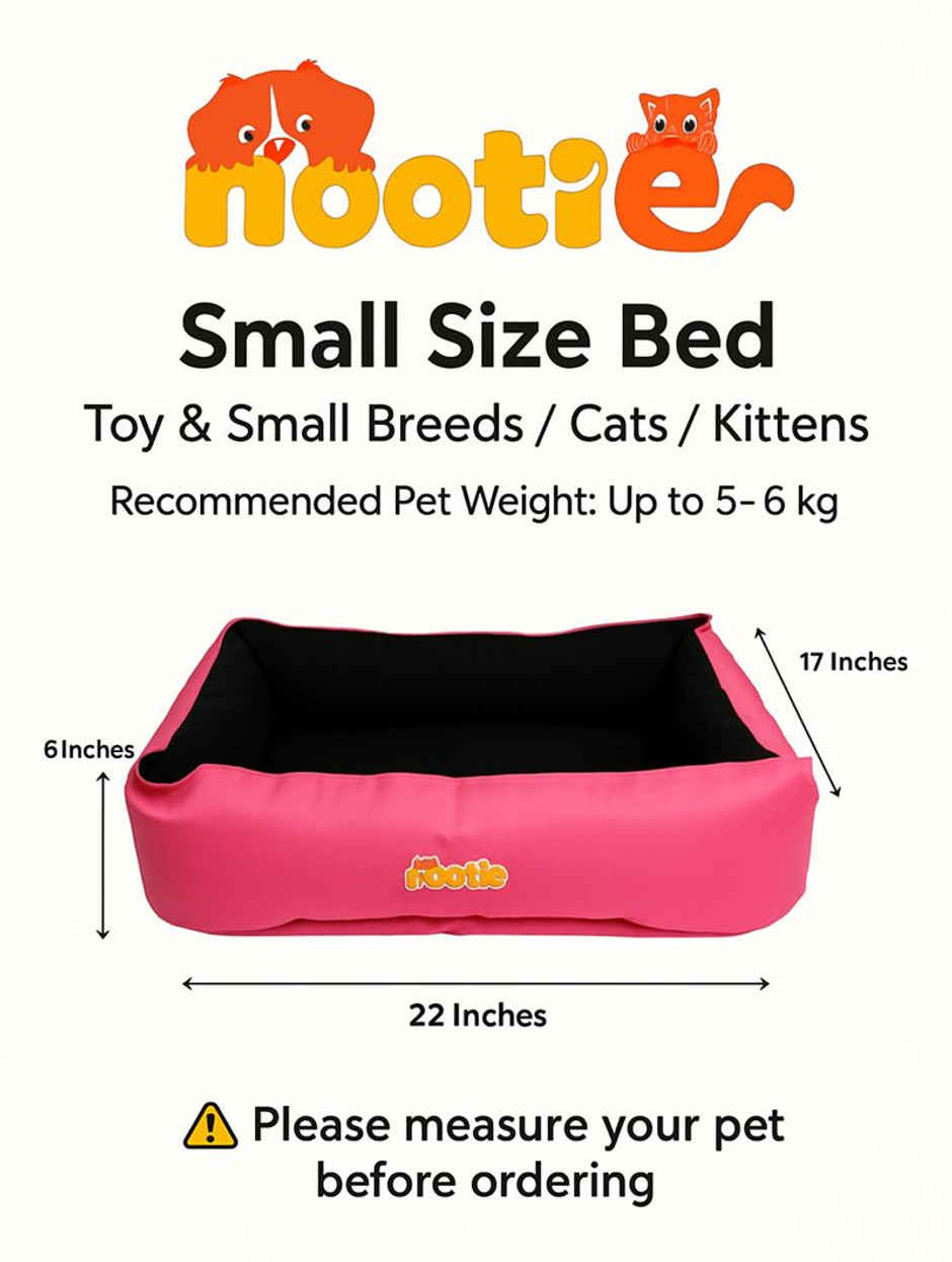 Nootie Anti-Slip Bed for Small Dogs & Cats | Pink & Black