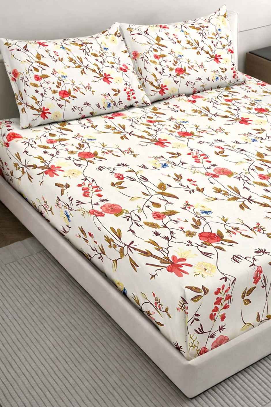 Status Crown Superfine Microfiber Queen Bedsheet | Cherry Blossom | 220 x 250 cm