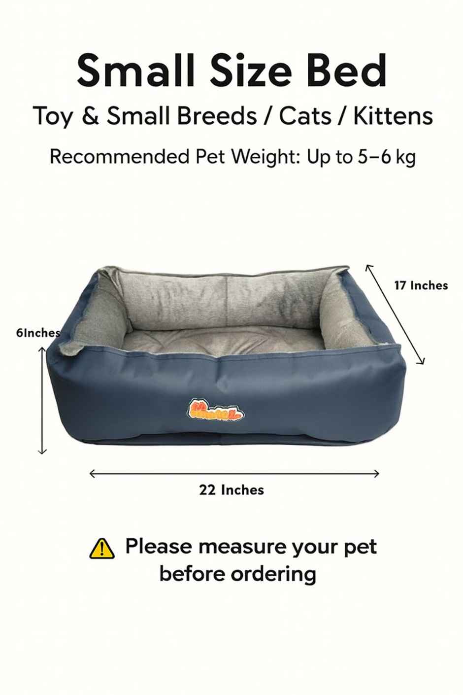 Nootie Anti-Slip Bed for Small Dogs & Cats - Blue & Grey