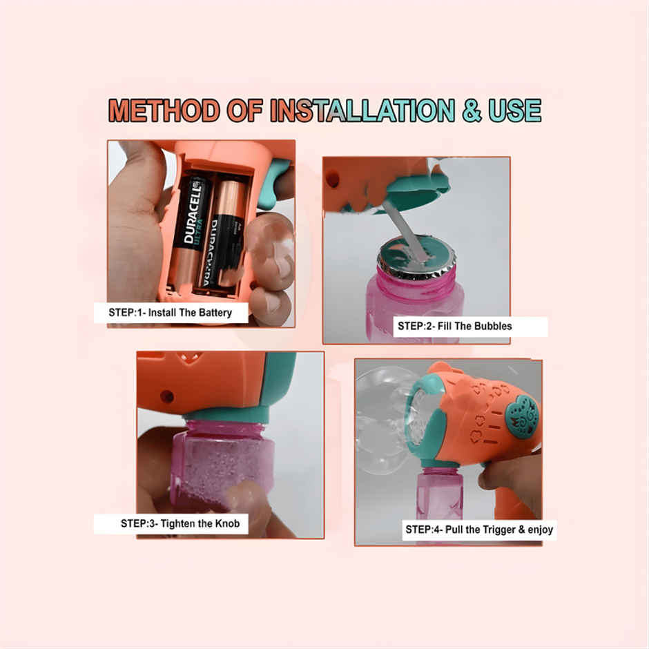 Fablue Bubble Gun Toy for Kids - Automatic Bubble Machine | Multicolour