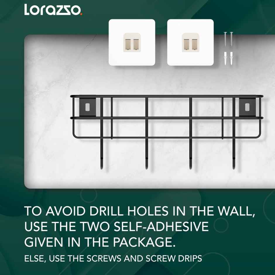 Lorazzo Bathroom Organiser Shelves With Hooks - Self Adhesive Without Drill