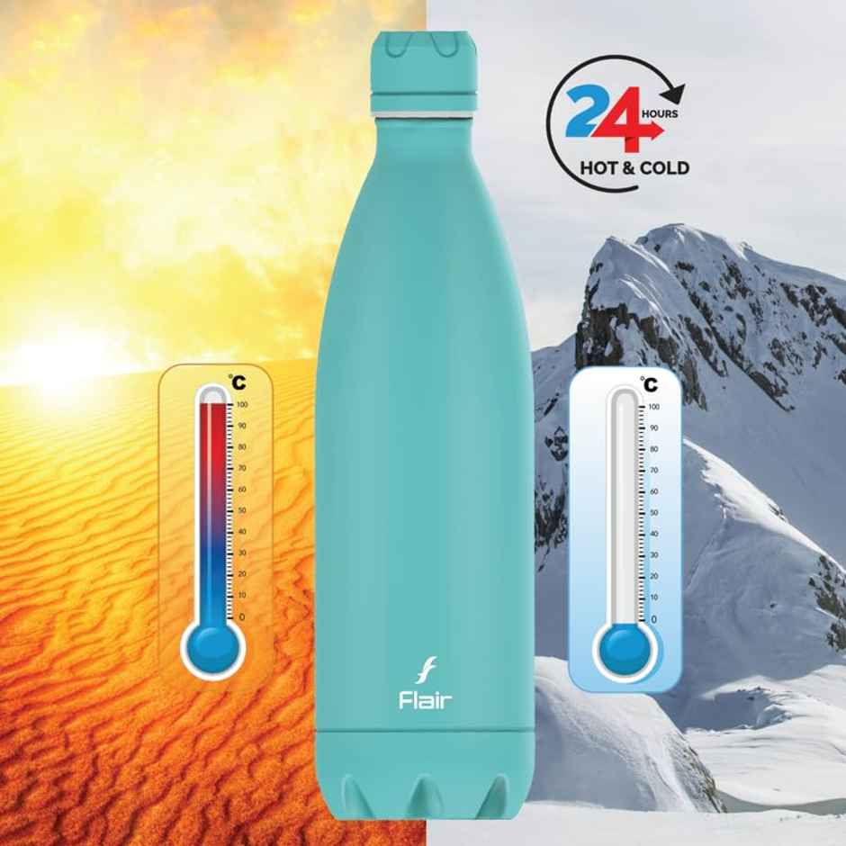 Flair Pastel Blue Double Wall Vacuum Insulated Stainless Steel Flask, 750 ml