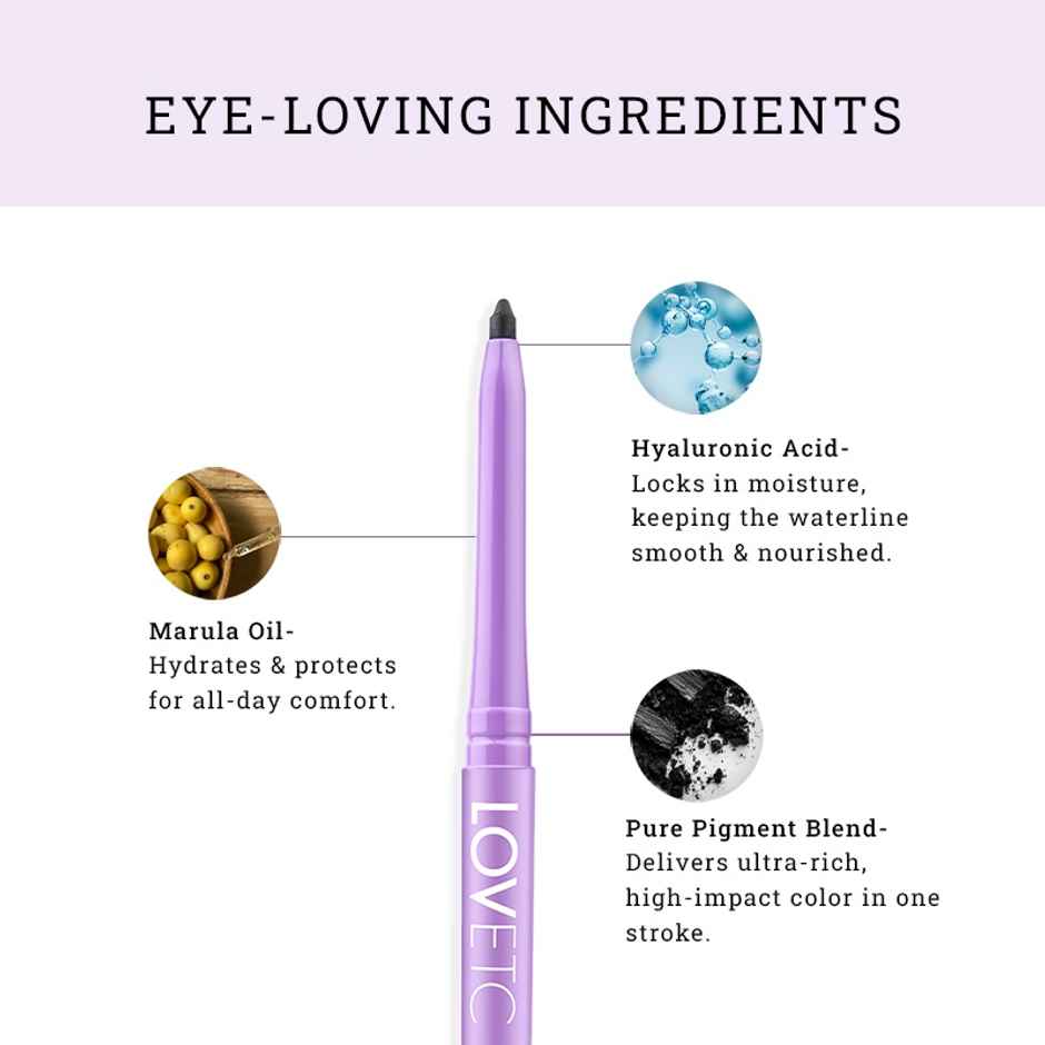 Lovetc Eyephoria Longwear Smudge-Proof Retractable Kajal | Black Matter - 0.35 g