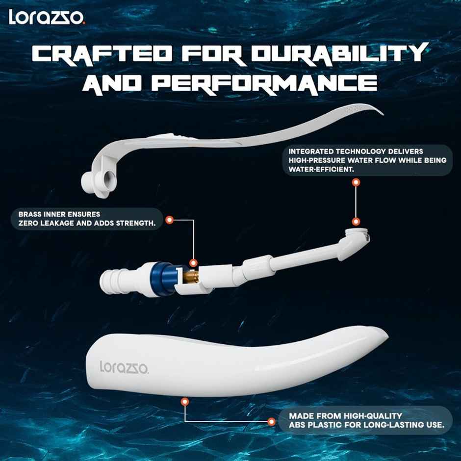 Lorazzo S1 Health Faucet (Jet Spray) Set With 1-meter Hose Pipe (Ss 304) and Wall Hook