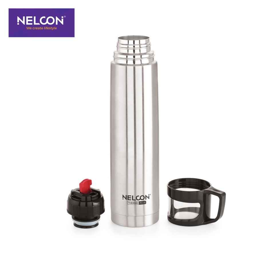 Nelcon Classy Flask 500 ml | Vacuum Flask Water Bottle | ISI Certified | Sliver