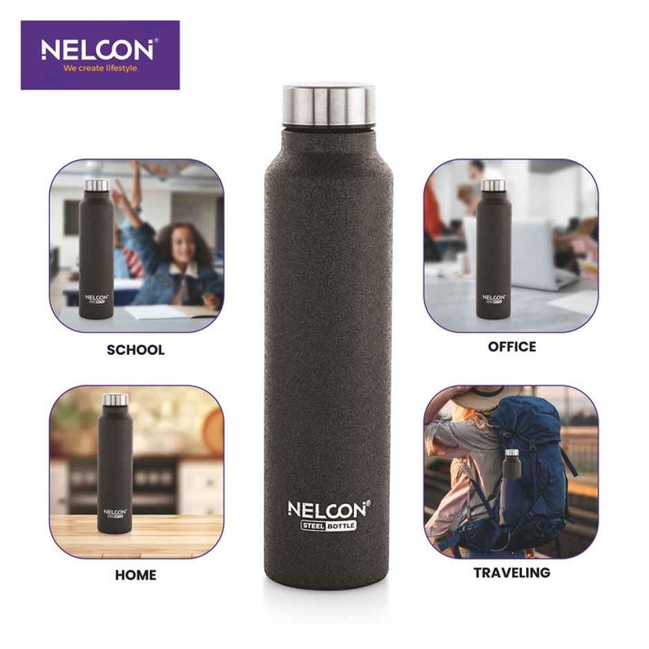 Nelcon Dew Crocz SS Bottle | Office | School-Travel-Gym-Car | 1 L | Black