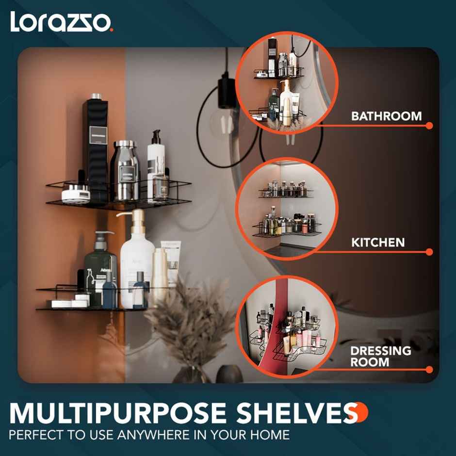 Lorazzo Classic Bathroom Corner Shelves - Self Adhesive Without Drill