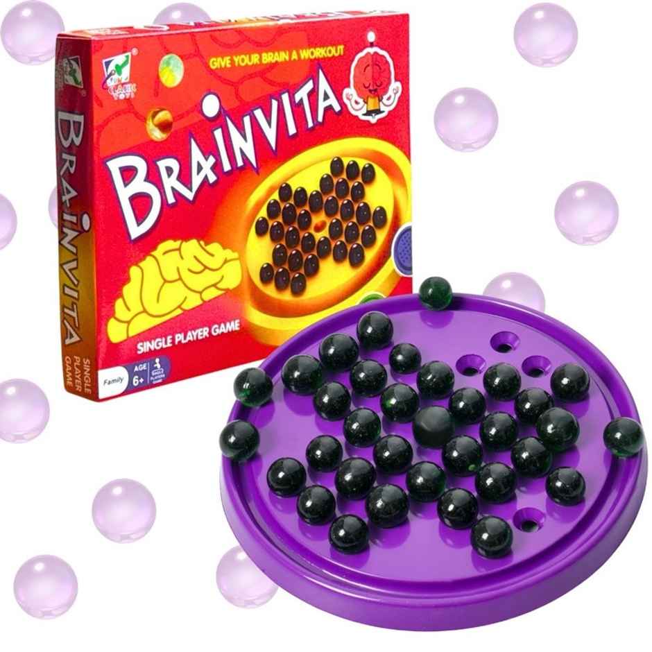 Fablue Brainvita Board Game for Kids - Marble Solitaire - Educational Toy for Kids - Multicolor